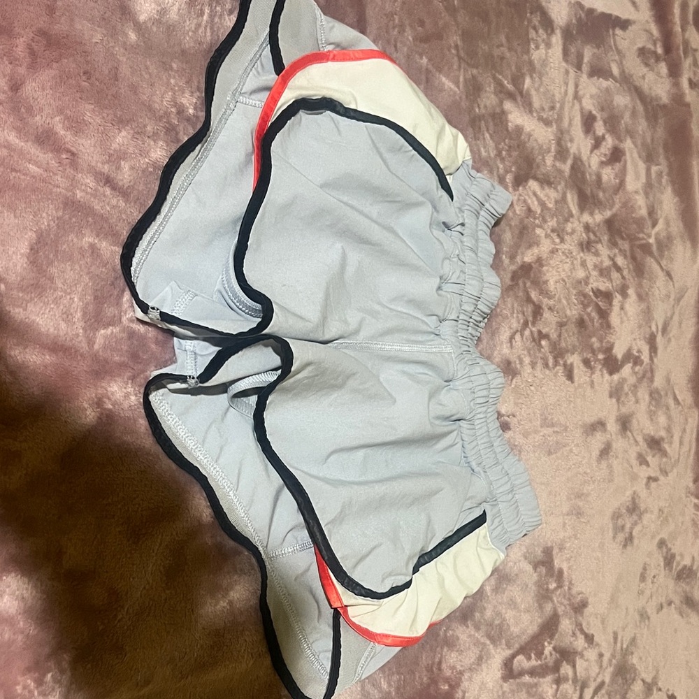 Womens Lululemon Gray Shorts with Black  and Orange Trim